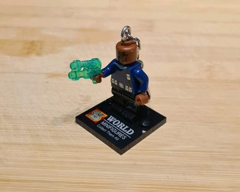 CUSTOM LEGO MARVEL COMICS NICK FURY MINIFIGURE KEYCHAIN KEYRING, image 2