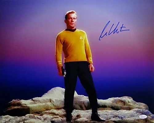 William Shatner Signed Star Trek 16x20 Standing on Rock *Blue/Right JSA W Auth, image 3