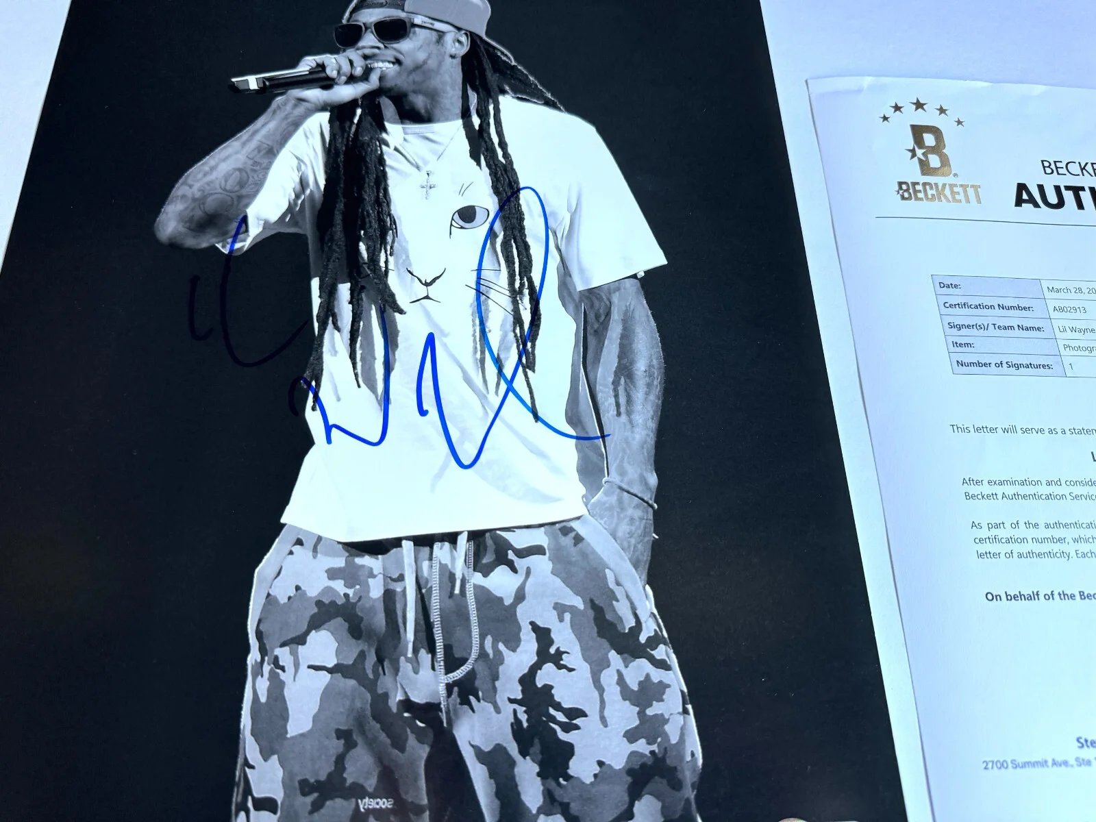 LIL WAYNE SIGNED BLACK & WHITE THA CARTER 11X14 PHOTO AUTOGRAPH BAS COA A, изображение 2