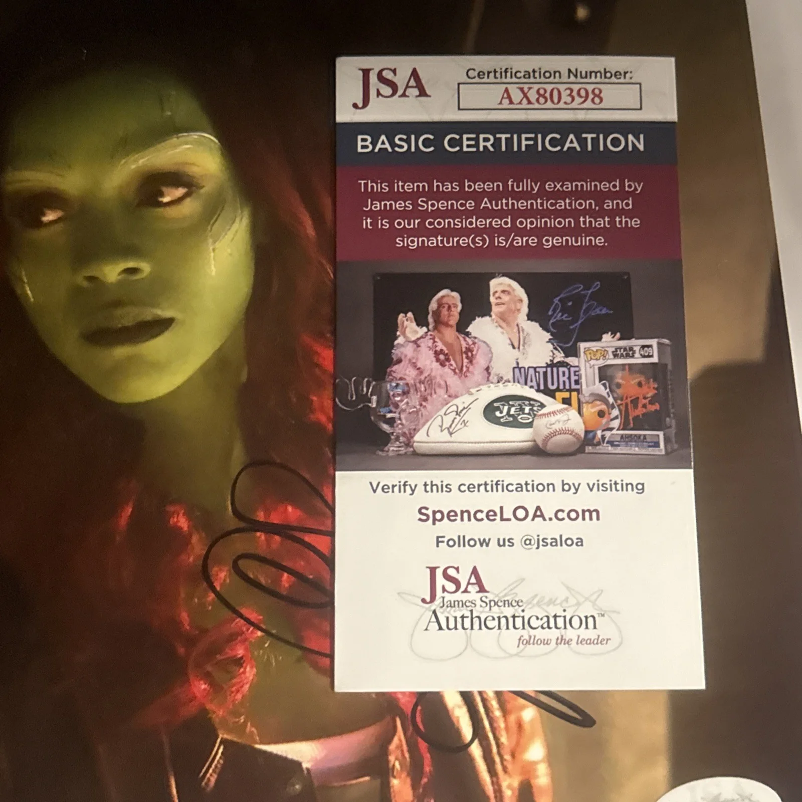 ZOE SALDANA — ZOE SALDANA SIGNED 8x10 PHOTO GUARDIANS OF THE GALAXY JSA COA AUTOGRAPH, изображение 3