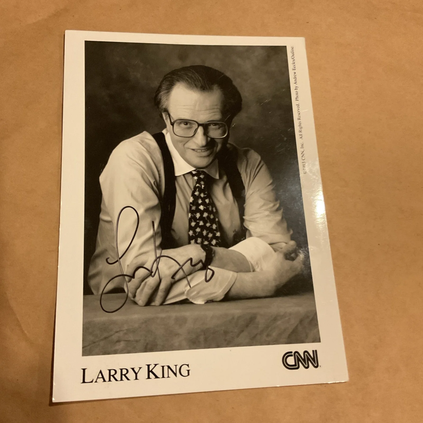 Larry King — Larry King Signed Autographed 5x7 Photo 1993 CNN Press Photo