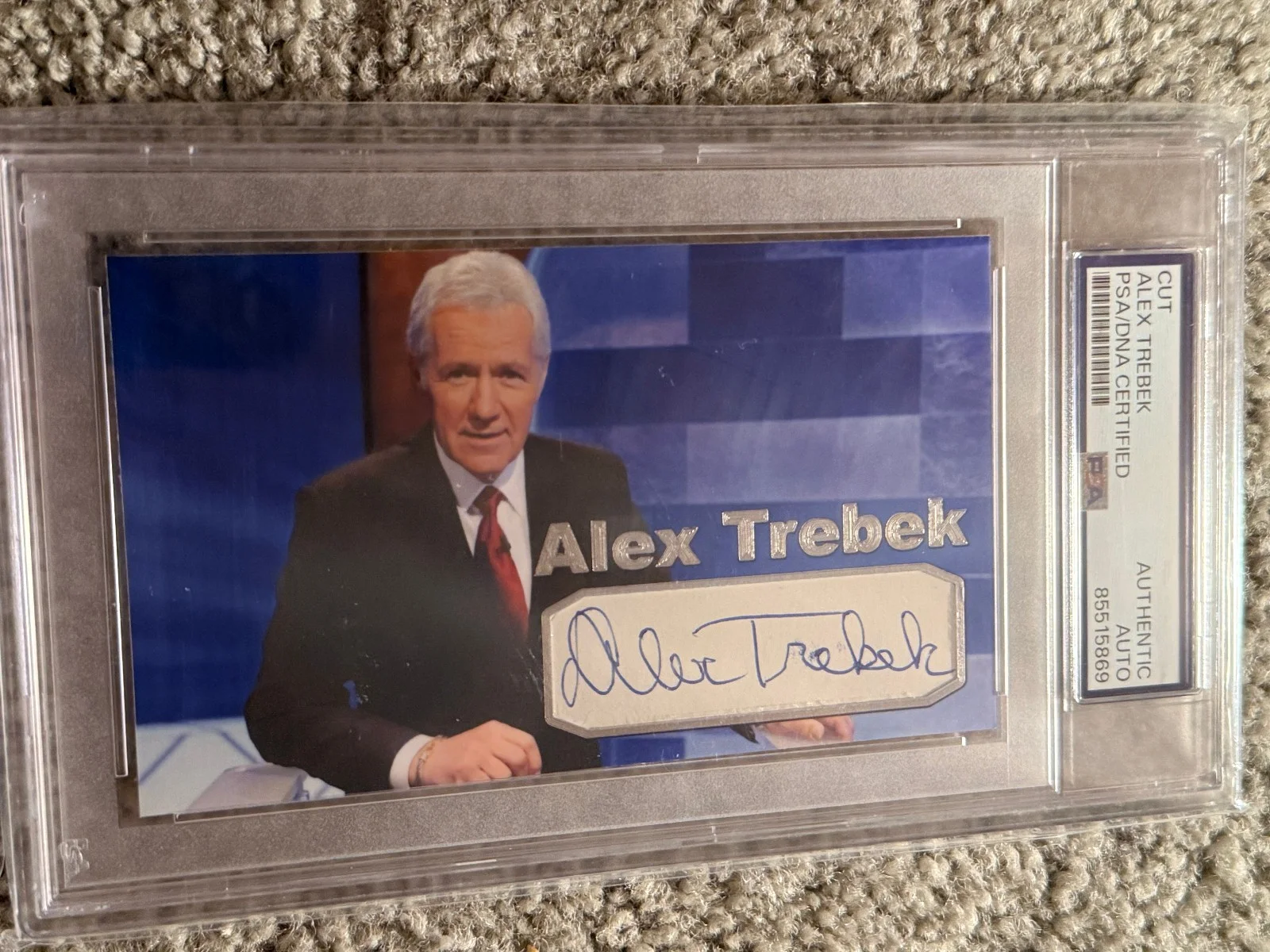 ALEX TREBEK — Alex Trebek Jeopardy Signed Custom 3x5 Card PSA/DNA TV SHOW 1/1 THE ONLY 1 MADE