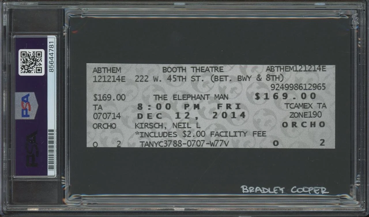 Bradley Cooper — BRADLEY COOPER autograph cut w/ticket | "Elephant Man" - signed PSA/DNA cert!, image 2