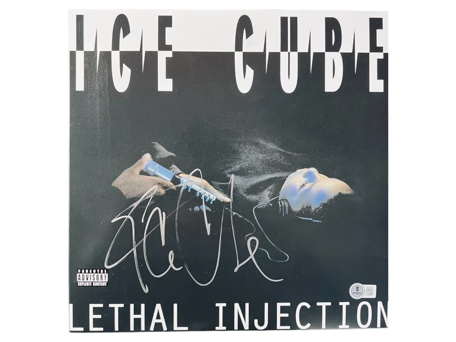 ICE CUBE LETHAL INJECTION SIGNED VINYL + RECORD NWA RAP BECKETT COA BN92253, image 2