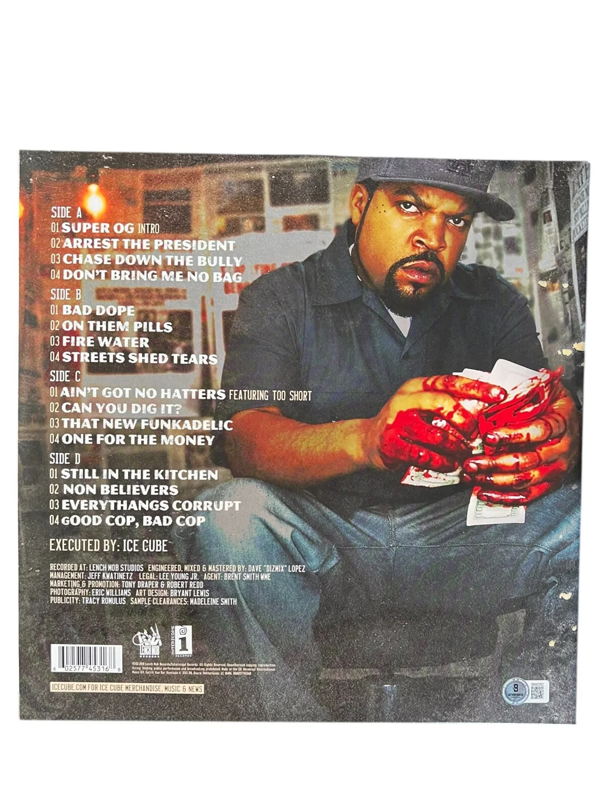 ICE CUBE EVERYTHANGS CORRUPT SIGNED VINYL + RECORD NWA RAP BECKETT COA BN92252, image 3