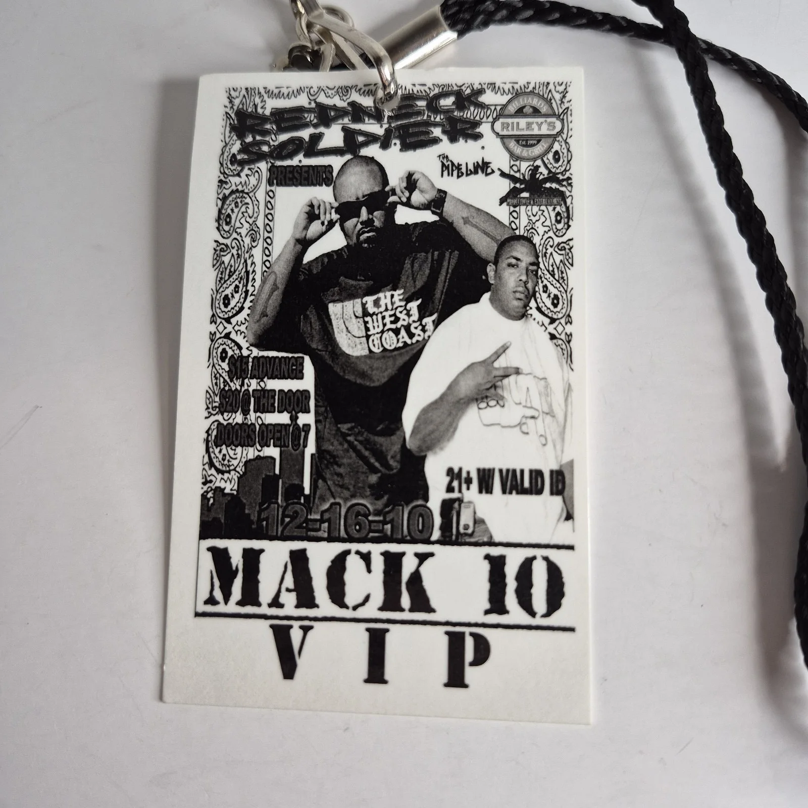 Mack 10 Signed VIP Pass - Not Authenticated - The Pipeline 2010, image 2
