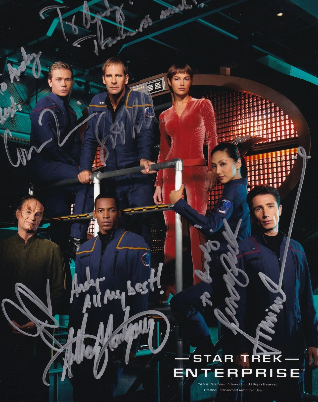 Zachary Quinto — Star Trek Enterprise Cast X6 signed Scott Bakula John Billingsley 8 x 10 Photo