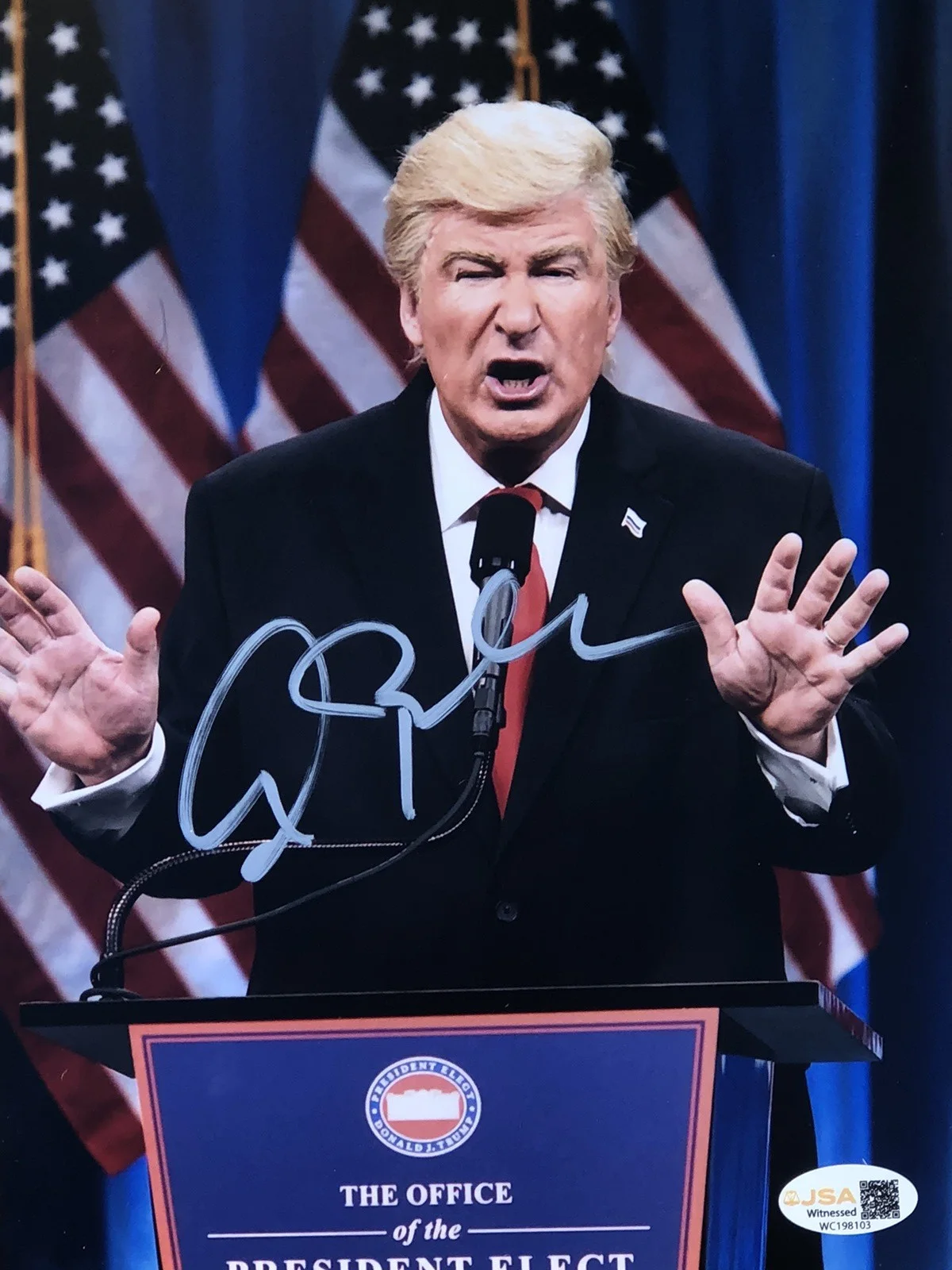 Alec Baldwin — ALEC BALDWIN SIGNED 8X10 PHOTO ACTOR PRESIDENT DONALD TRUMP SNL PARODIES JSA, изображение 2