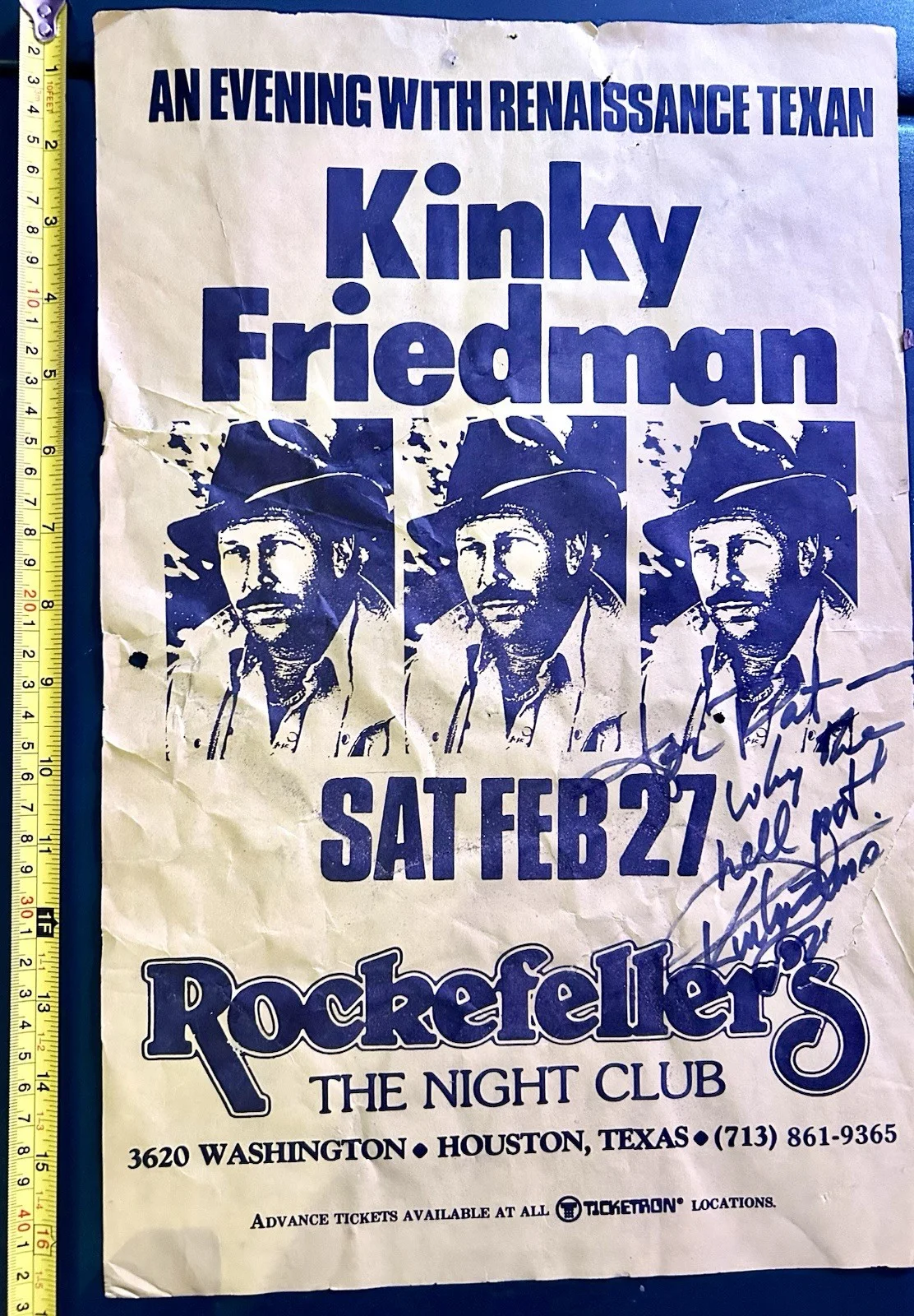 Kinky Friedman Autographed Concert Poster, image 2