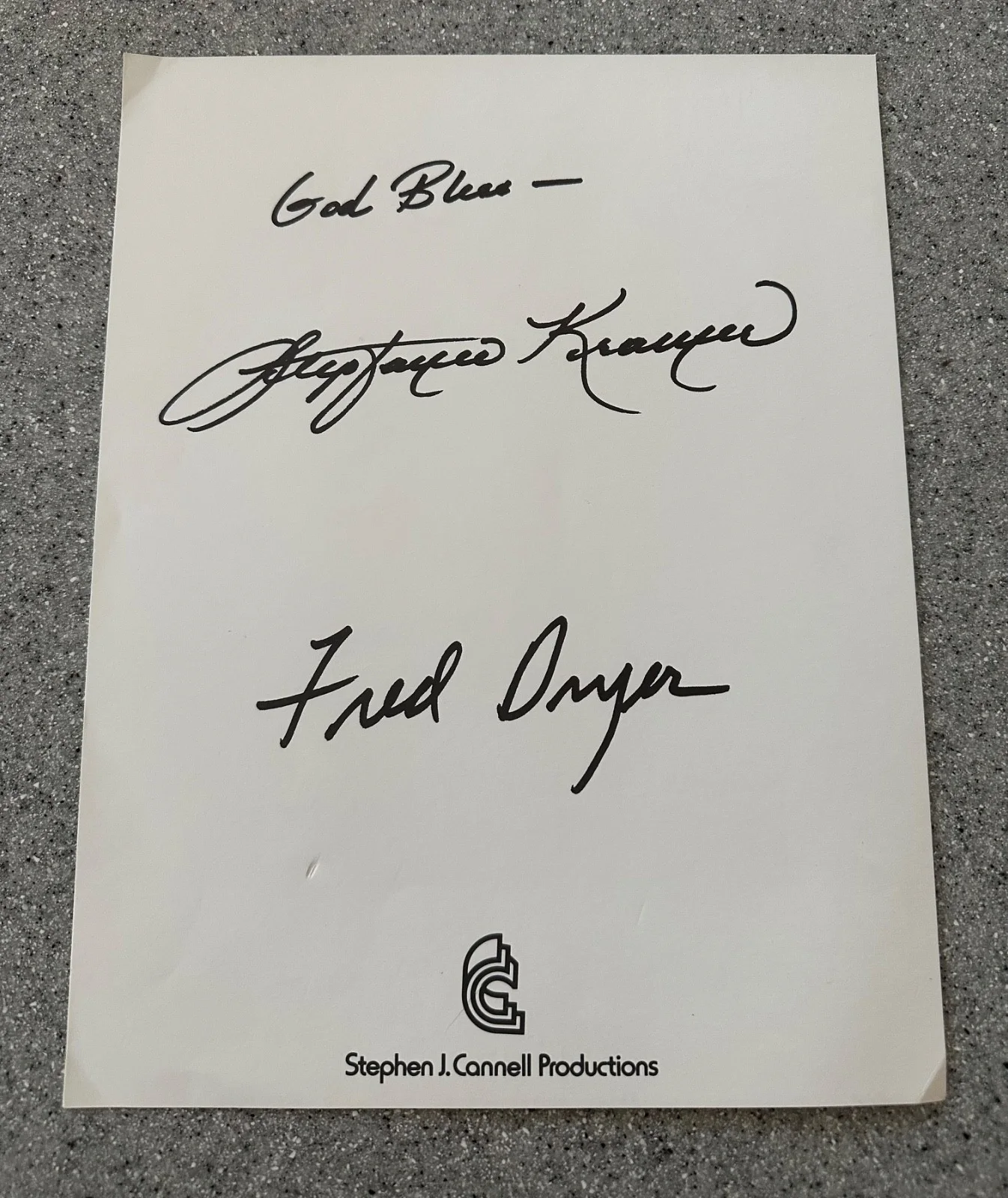 Fred Dryer, Stepfanie Kramer — 1985 Fred Dryer, Stepfanie Kramer SIGNED picture & rare HUNTER actor schedule, изображение 2