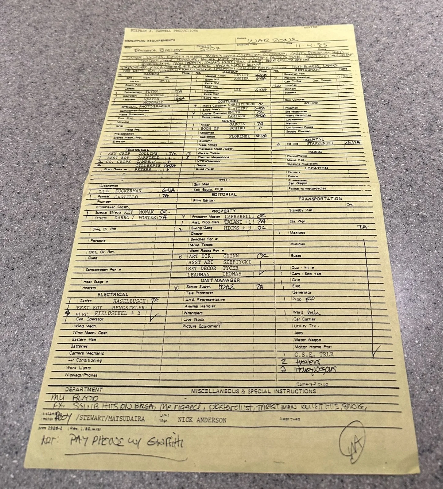 Fred Dryer, Stepfanie Kramer — 1985 Fred Dryer, Stepfanie Kramer SIGNED picture & rare HUNTER actor schedule, изображение 3