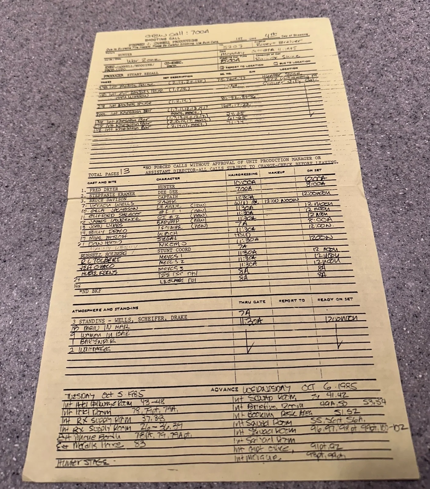 Fred Dryer, Stepfanie Kramer — 1985 Fred Dryer, Stepfanie Kramer SIGNED picture & rare HUNTER actor schedule, изображение 5