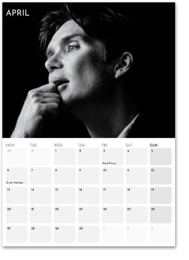 Cillian Murphy 2026 A3 Wall Calendar | Movie Fan | Custom Start Month, image 3