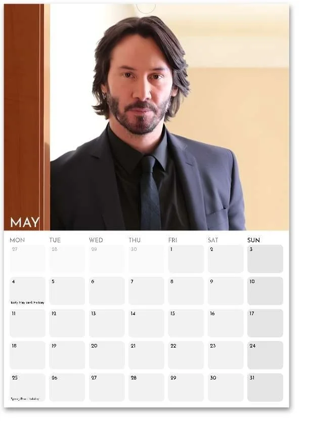 Keanu Reeves 2026 A3 Wall Calendar | Movie & Celebrity Fan | Custom Start Month, изображение 4