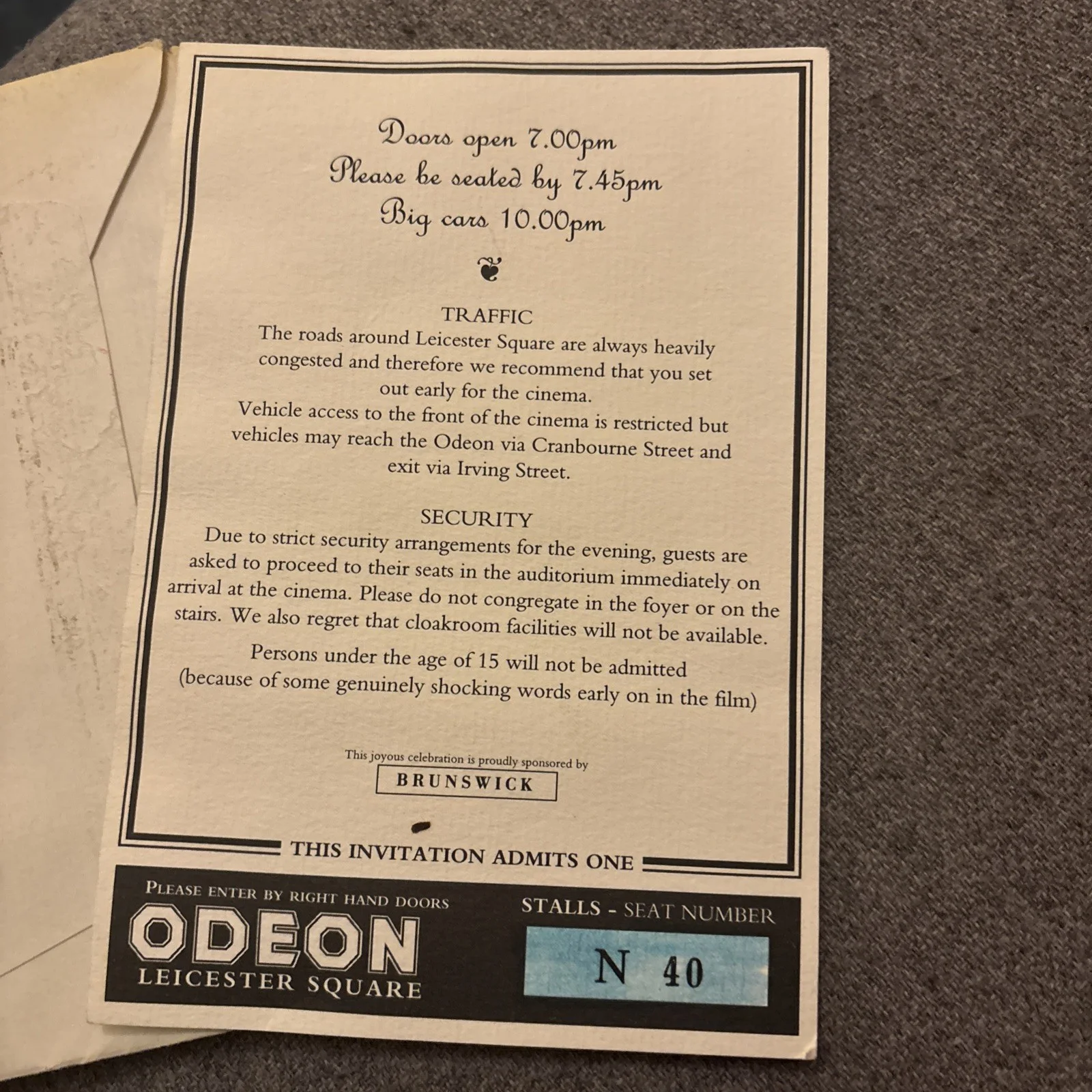 4 weddings And A Funeral Ticket Invite May 11th 1994 With Envelope And Confetti, image 2