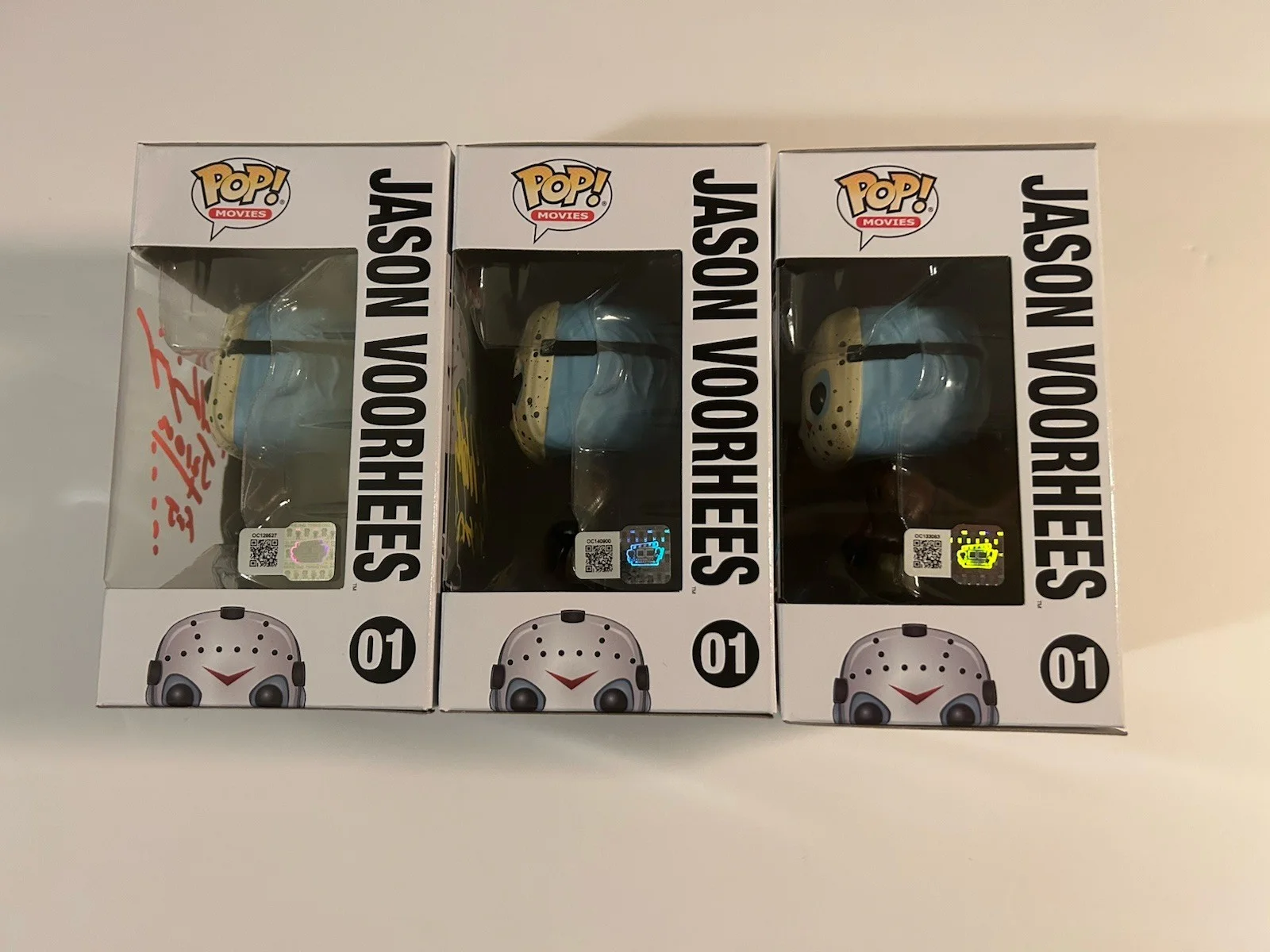 Warrington Gillette — Set 3 Jason Voorhees Friday The 13th Signed Funko POPs Holder Gillette Kirzinger, изображение 2