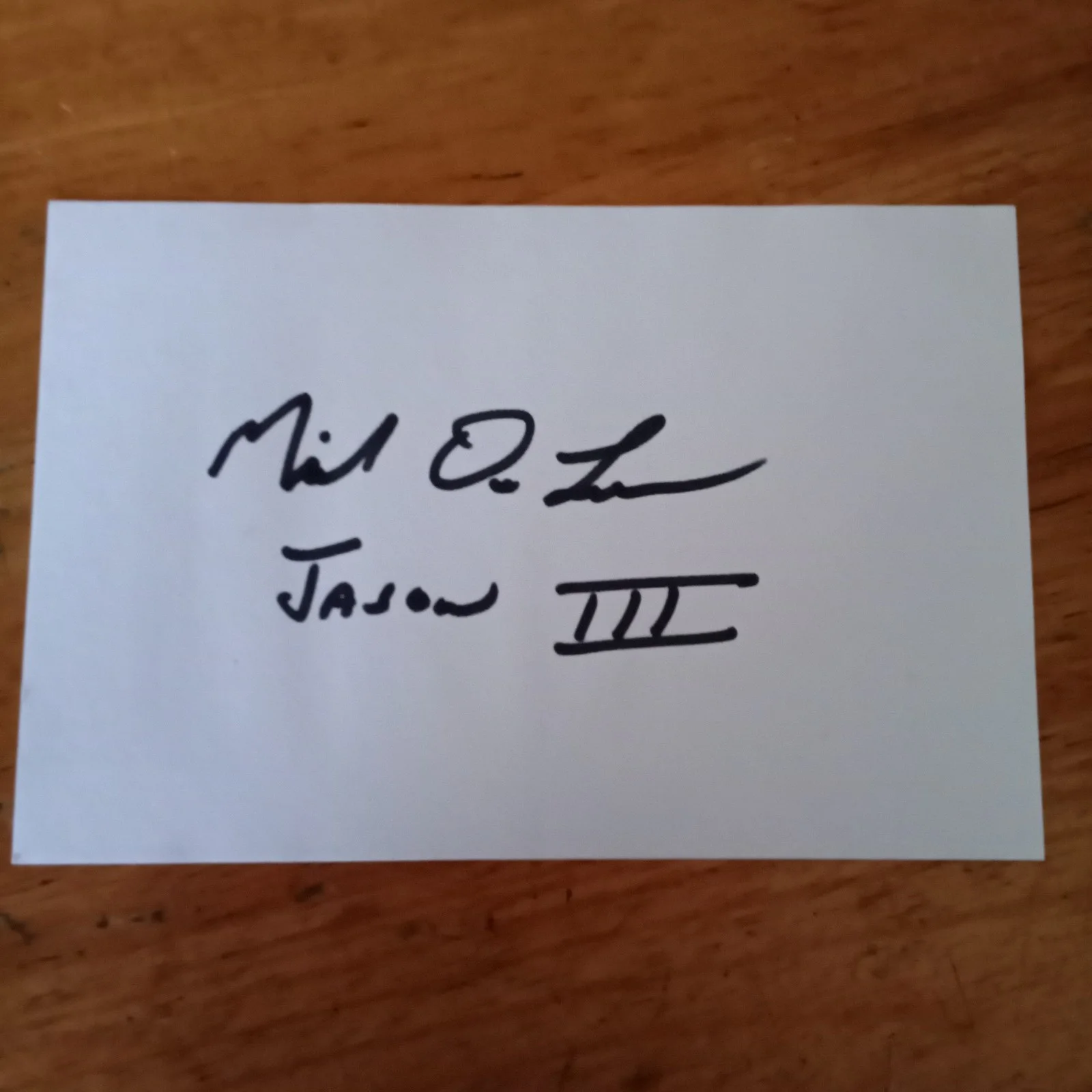 Mike De Luna — Mike De Luna Signed Index Card Horror Friday the 13th Part 3 Jason JSA Auto, image 2