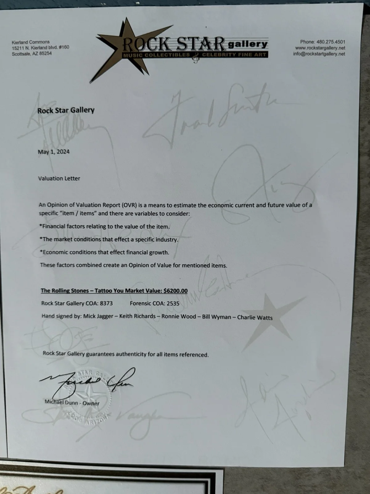 AUTHENTIC AUTOGRAPHED TATTOO YOU PLATINUM RECORD AND COVER, image 4