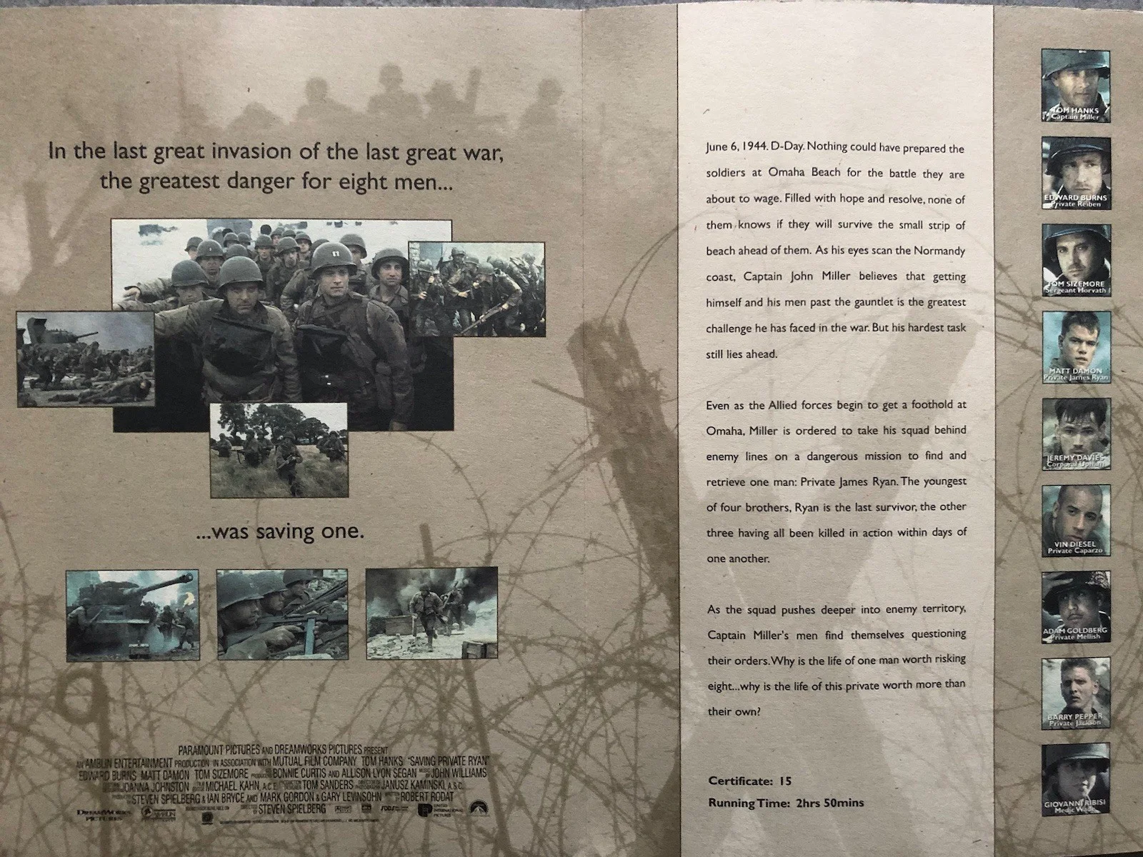 Cinema/Press Pack - Saving private Ryan- Tom Hanks, Steven Spielberg Film Collec, изображение 2