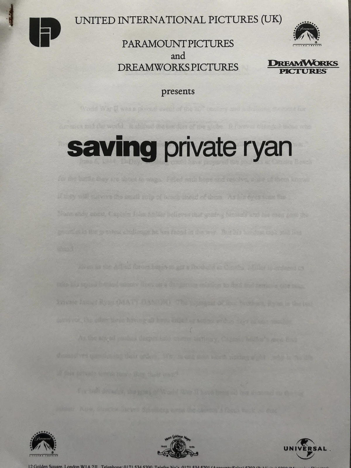 Cinema/Press Pack - Saving private Ryan- Tom Hanks, Steven Spielberg Film Collec, изображение 4