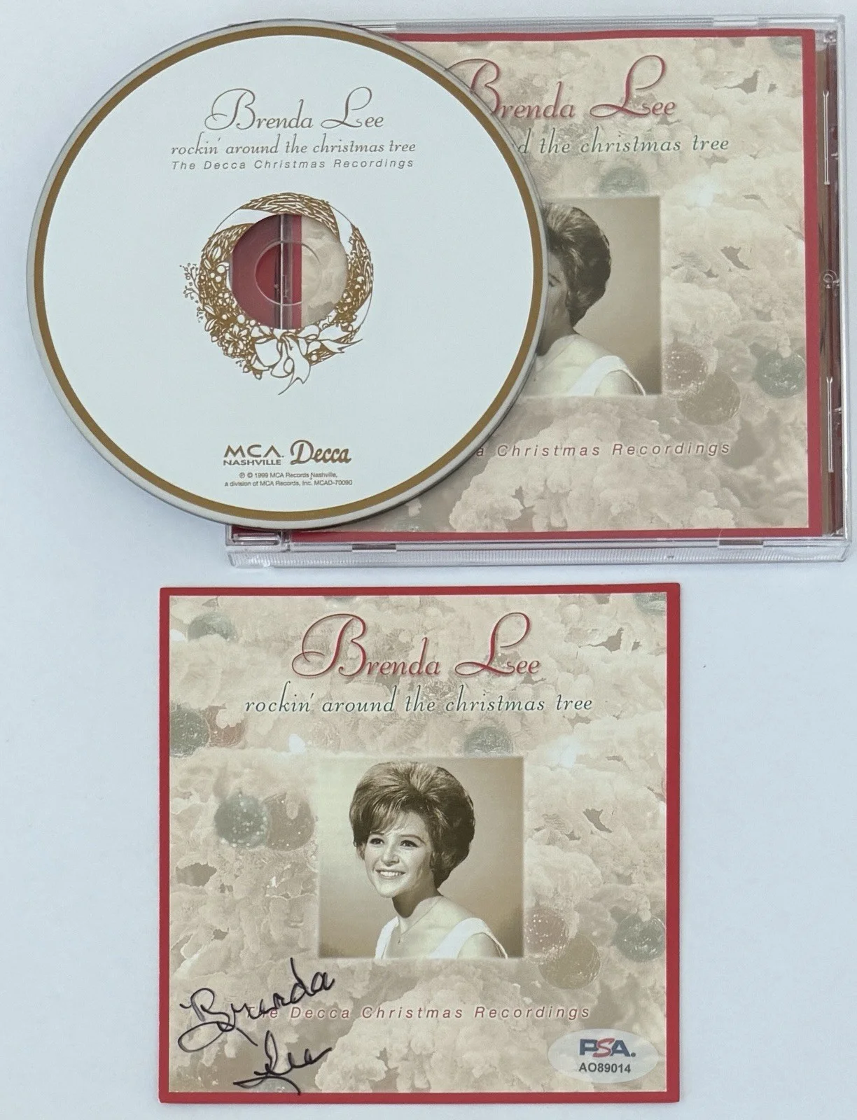 SIGNED Brenda Lee Rockin’ Around The Christmas Tree Cover Book & CD PSA DNA COA, image 2