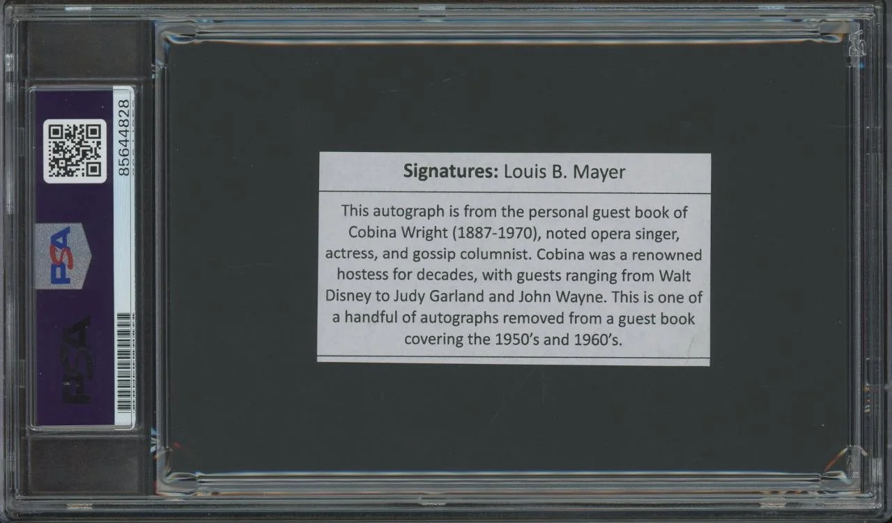 Louis B. Mayer — LOUIS B. MAYER (1884-1957) autograph cut | Co-Founder MGM - signed PSA/DNA cert!, изображение 2