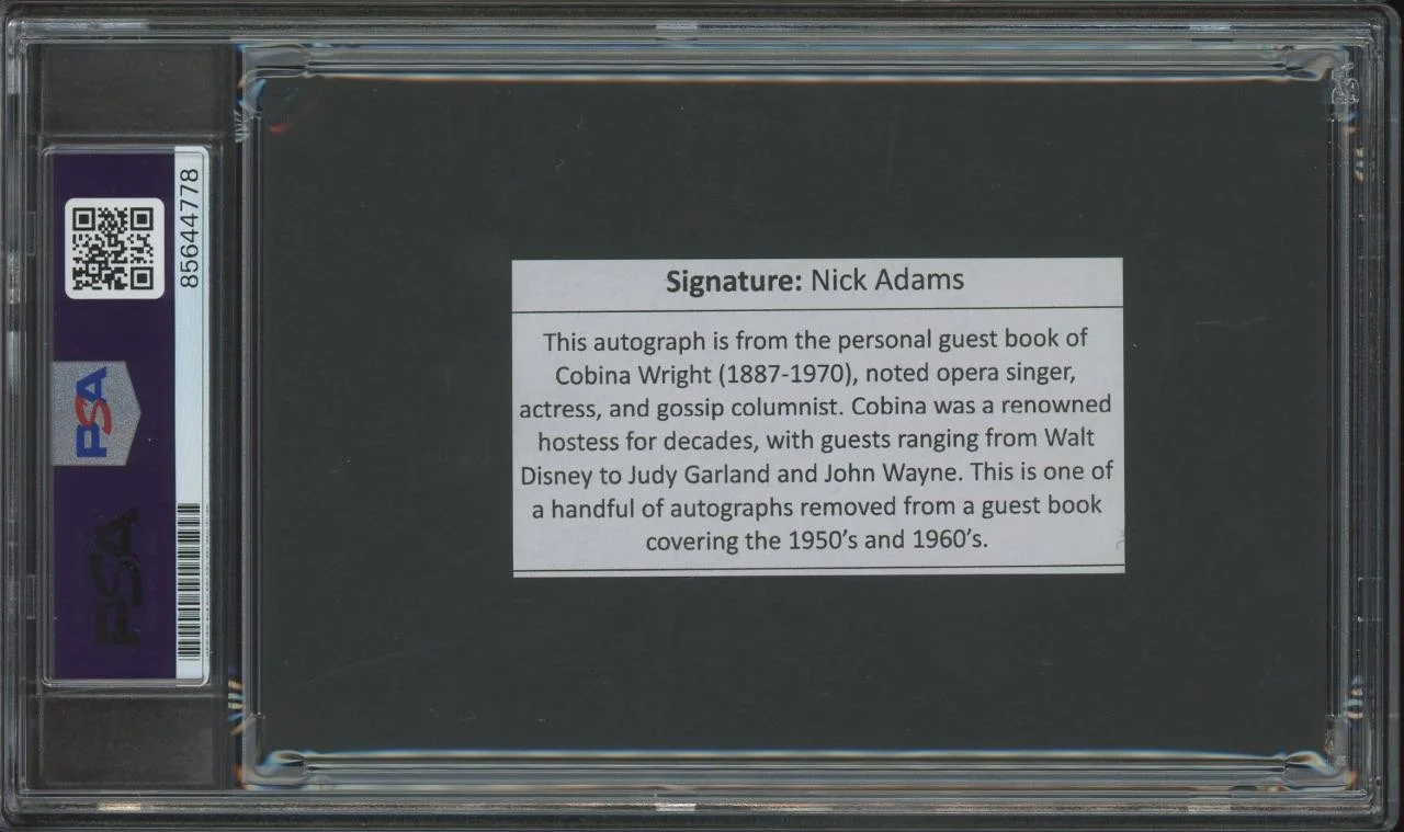 Nick Adams — NICK ADAMS (1931-1968) autograph cut | "Rebel Without a Cause" - signed PSA/DNA, изображение 2
