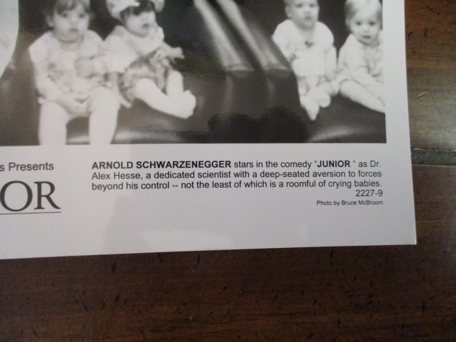 Arnold Schwarzenegger ("JUNIOR") 1995 Glossy 10 x 8 Black and White Press Photo, изображение 2