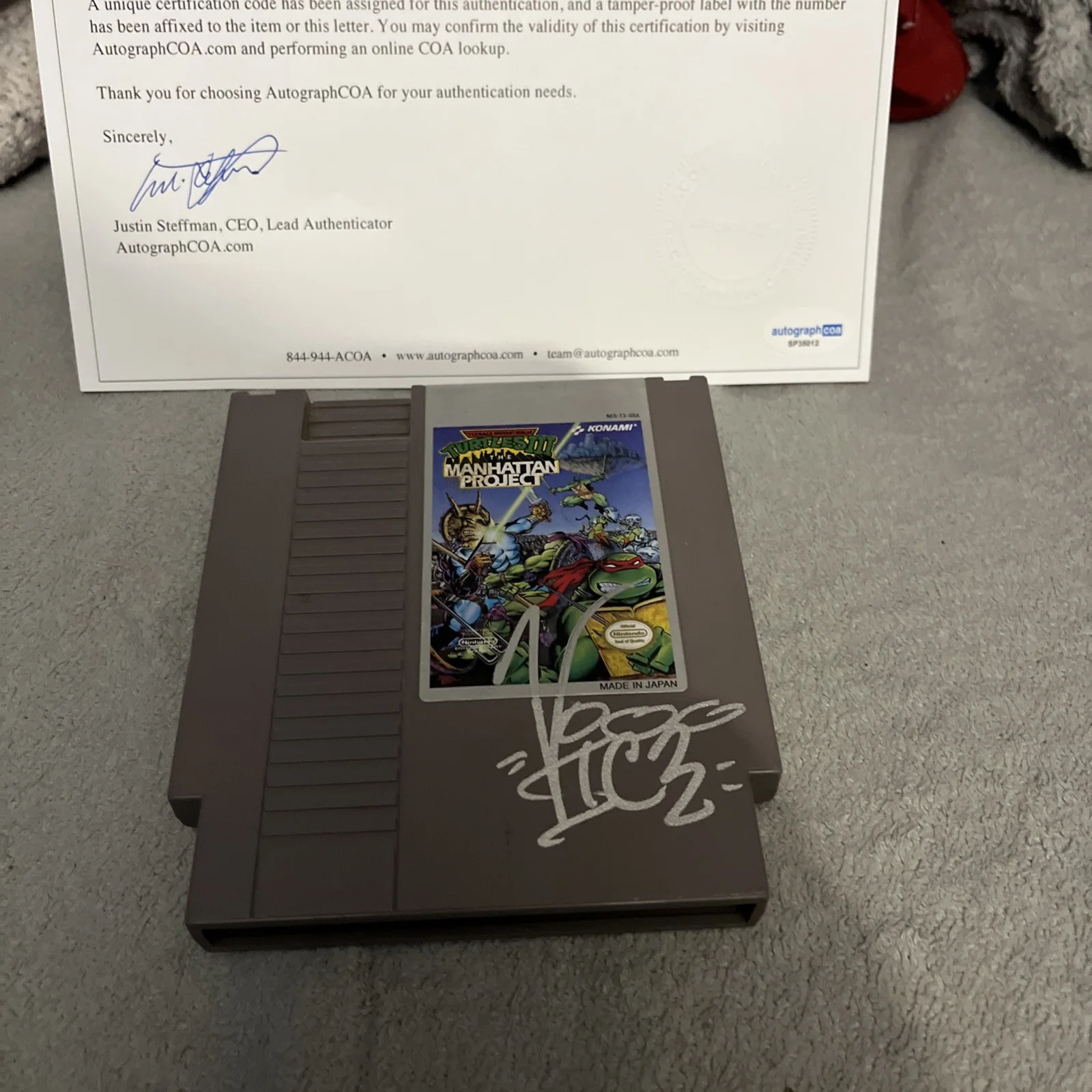 RARE VANILLA ICE SIGNED AUTOGRAPHED NINTENDO NES GAME ACOA LOA TMNT NINJA TURTLE, изображение 2