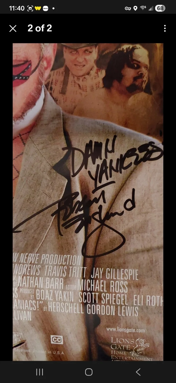 Robert Englund — Robert Englund Signed Autographed 13x19 2001 Maniacs Original Poster 2006, image 2