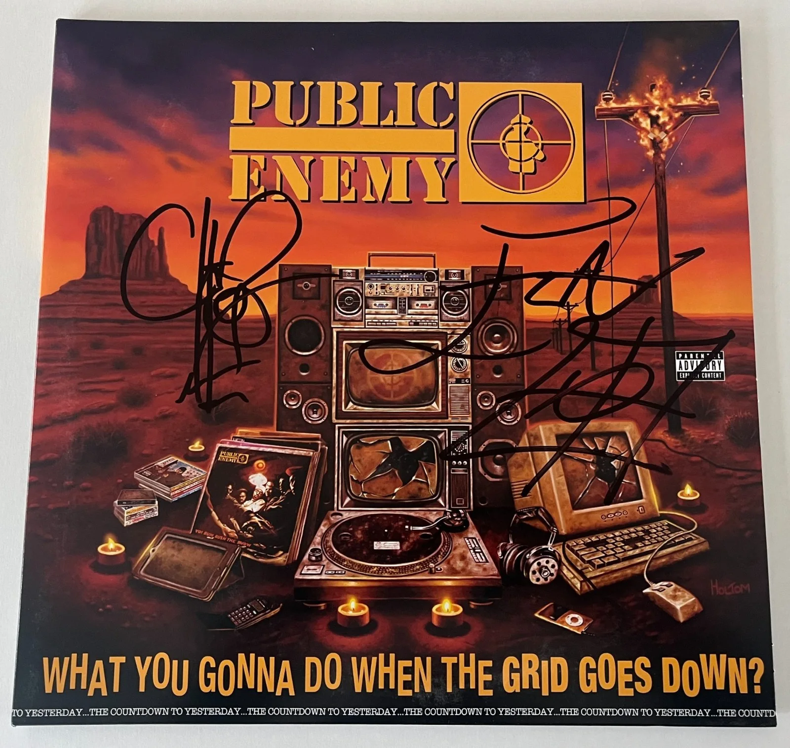 PUBLIC ENEMY FLAVOR FLAV & CHUCK D SIGNED VINYL ALBUM w/EXACT PROOF BECKETT COA, изображение 2