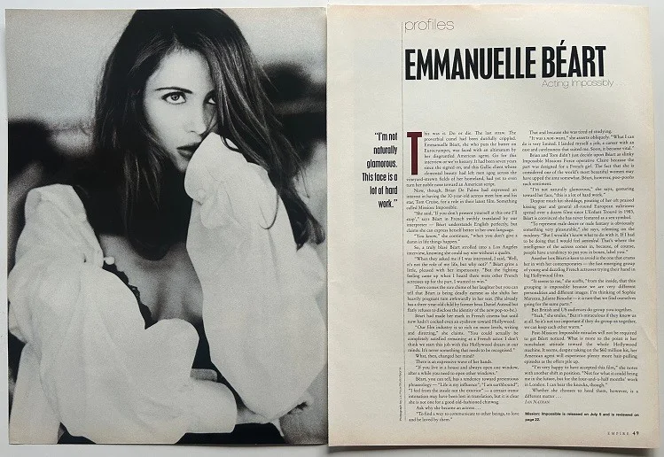 EMMANUELLE BÉART - 1996 Full page UK magazine poster, изображение 2