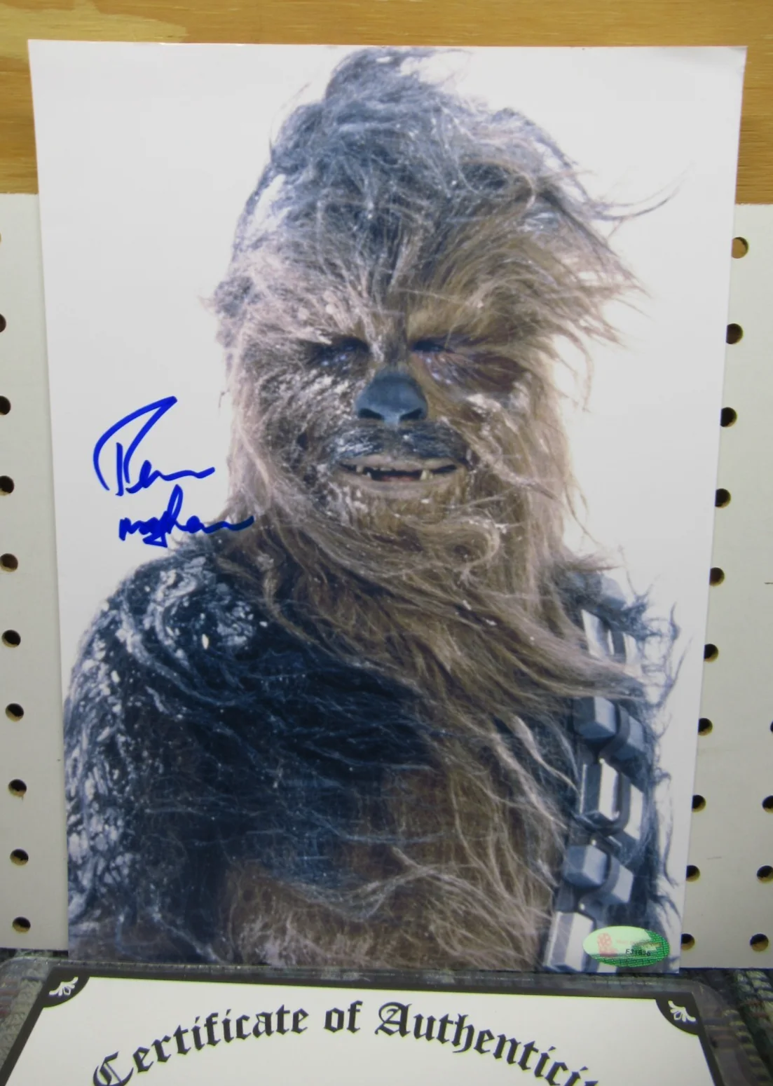 PETER MAYHEW — STAR WARS CHEWBACCA PETER MAYHEW SIGNED 8 X 11 PHOTO W/HERO'S AND LEGENDS COA