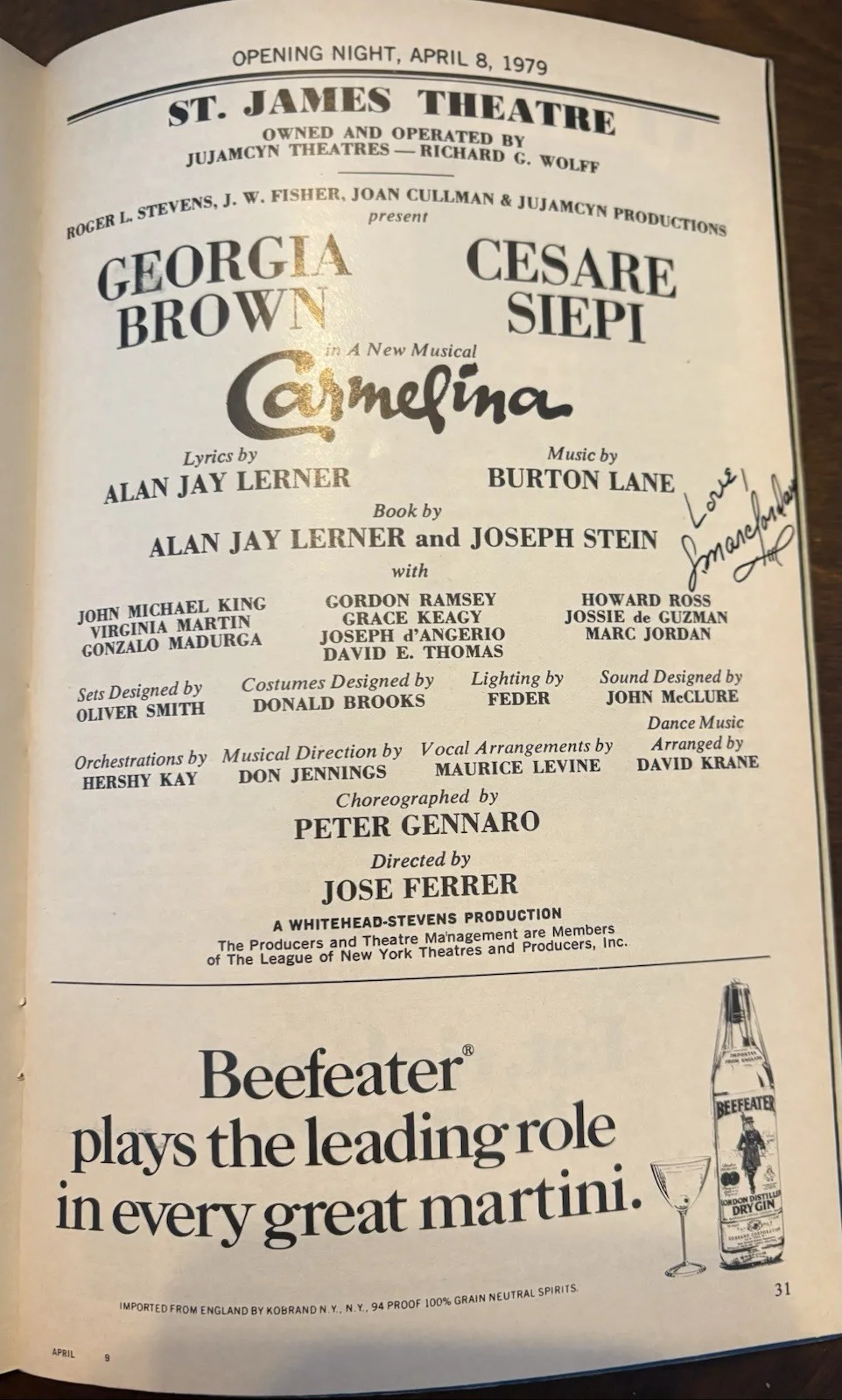 Carmelina-Opening Night-Signed-Broadway Program-autograph, image 2