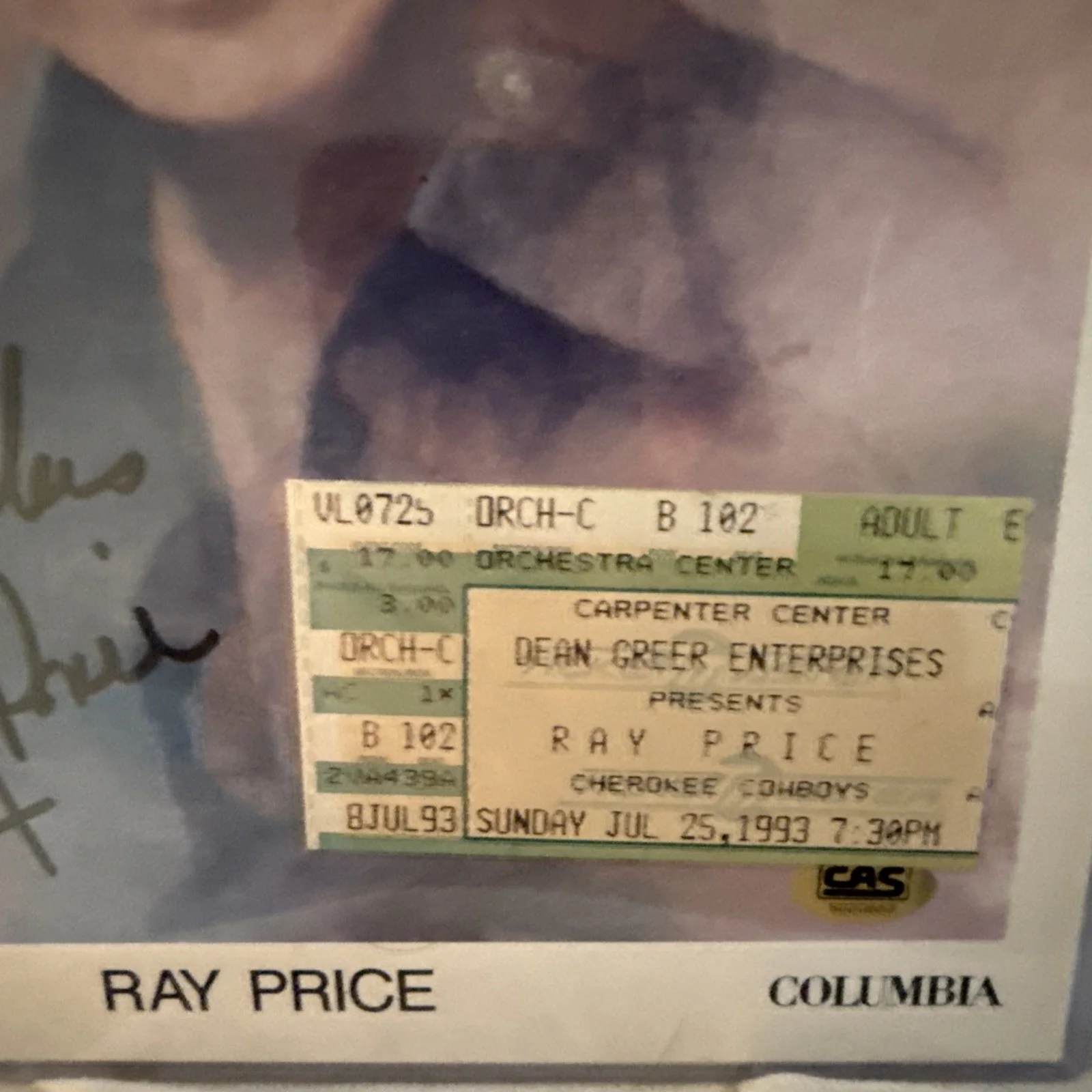 Ray Price — RAY PRICE - AUTOGRAPHED INSCRIBED PHOTOGRAPH promo photo from columbia +tkt OAK, изображение 2