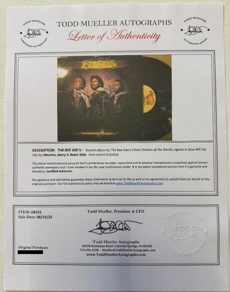 The Bee Gees Group Signed Autographed "Children of the World" Record Album, изображение 2