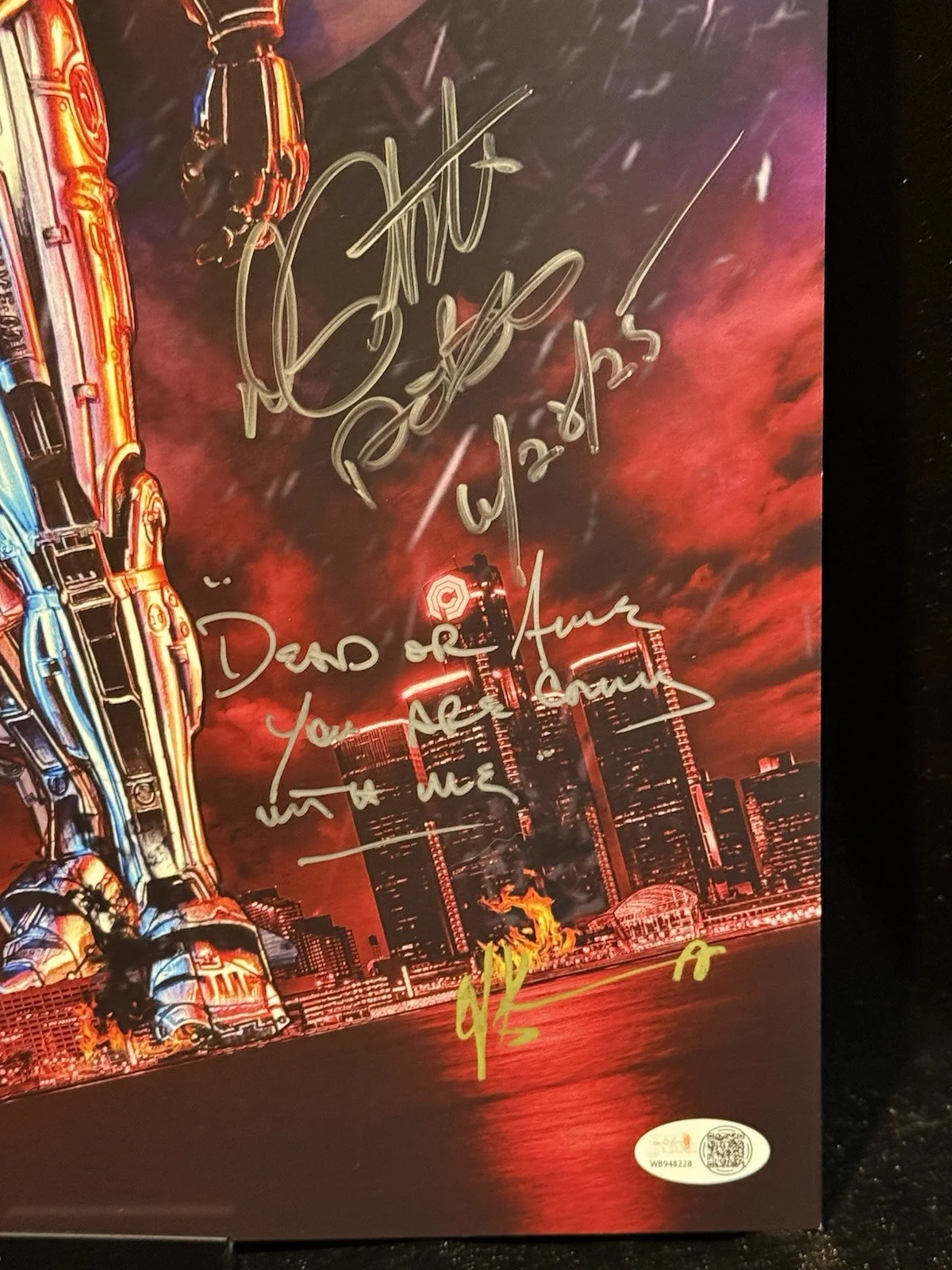 Dr. Peter Weller — Robocop Peter Weller Autographed 11x17 Print Inscription JSA COA DEAD OR ALIVE, изображение 2