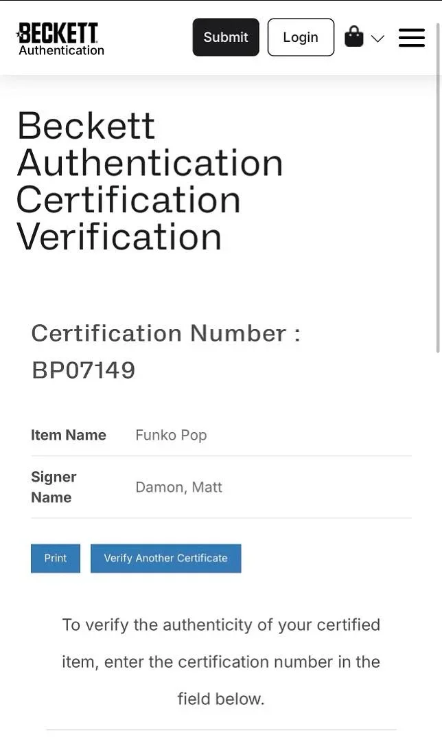 Matt Damon Signed Funko #1269 "Frost Giant Loki" (Infinity Saga) - Beckett COA, изображение 5