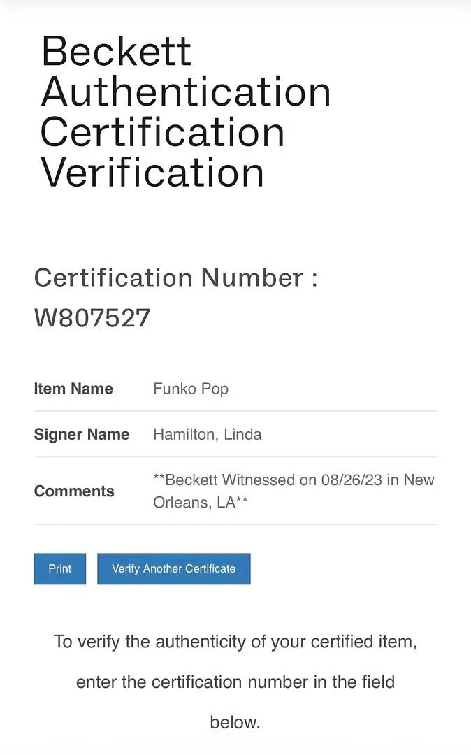 Linda Hamilton Signed Funko Pop #818 Sara Connor (Terminator) - Beckett COA #06, image 5