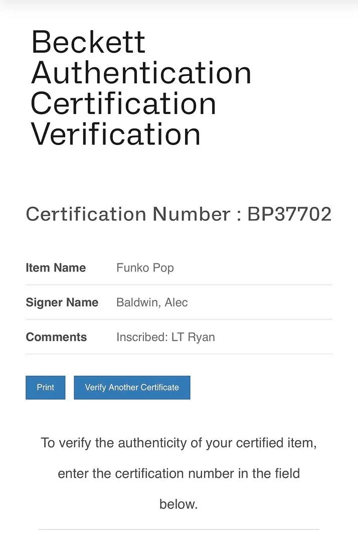 Alec Baldwin signed U.S. Marines Funko w/ Lt. Ryan insc - Beckett COA *RARE*, изображение 5