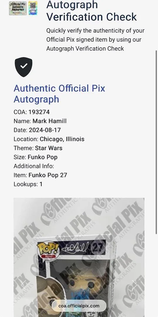 Mark Hamill Signed "Exclusive" Funko Pop #27 (Star Wars) - Official Pix COA, изображение 5