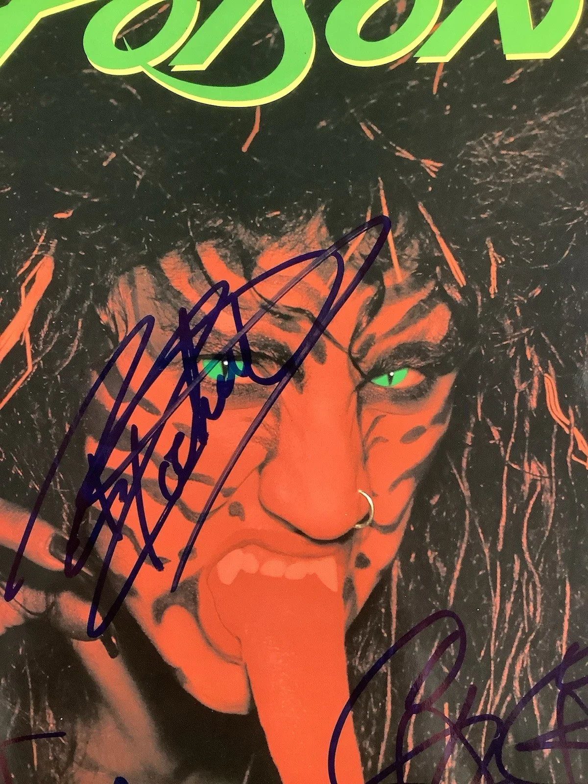 Poison Band Signed Album Vinyl Open Up And Say Ah 4X Autograph Bret Michaels PSA, изображение 4