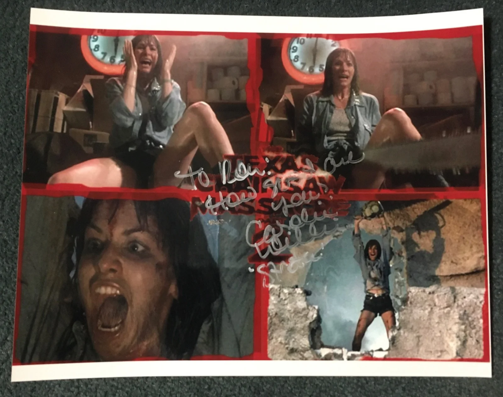 Caroline Williams — CAROLINE WILLIAMS SCREAMING! 8x10 AUTOGRAPHED PHOTO! Texas Chainsaw Massacre 2!