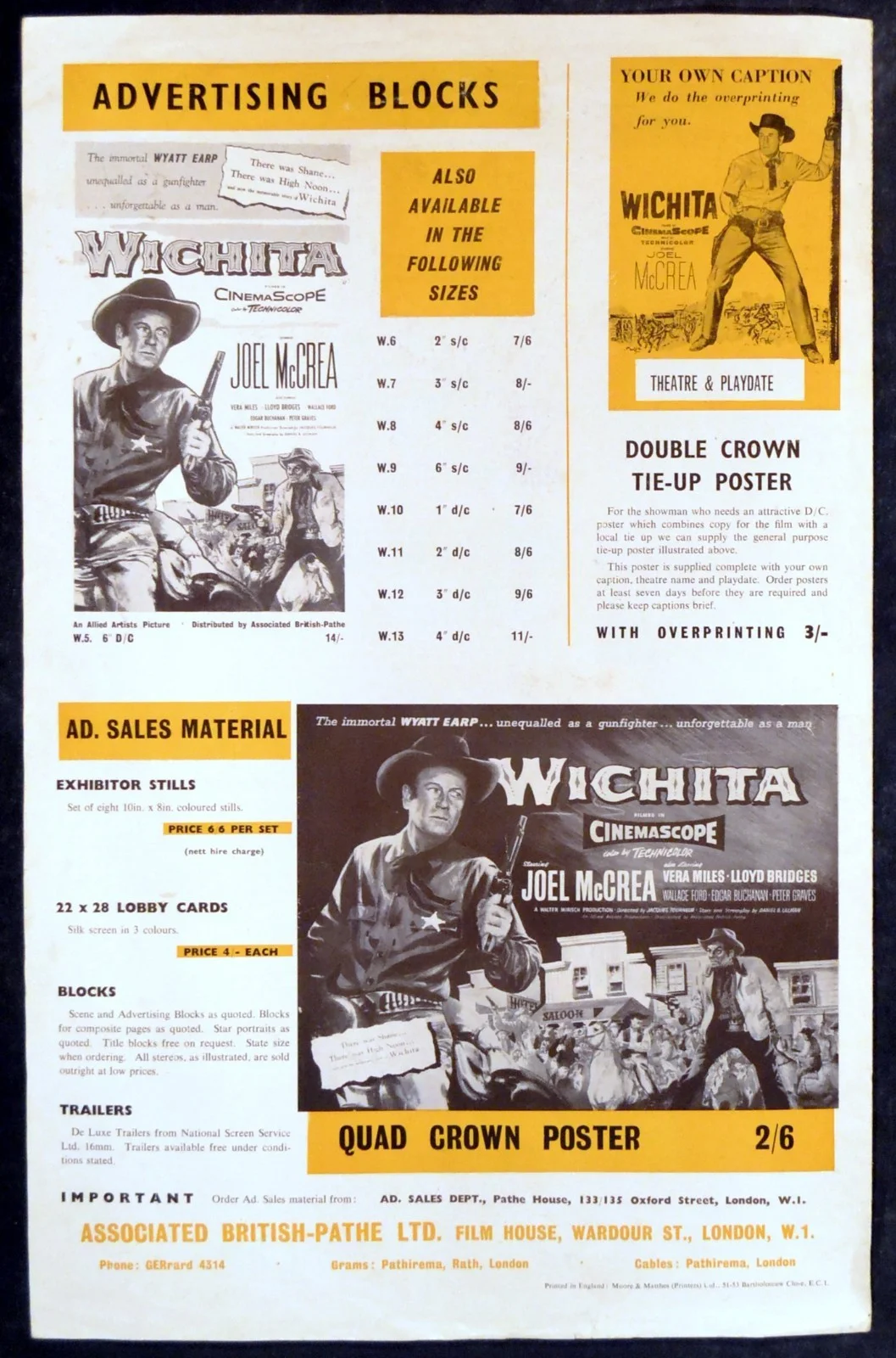 WICHITA 1955 Joel McCrea, Vera Miles Lloyd Bridges Wallace Ford UK CAMPAIGN BOOK, изображение 2