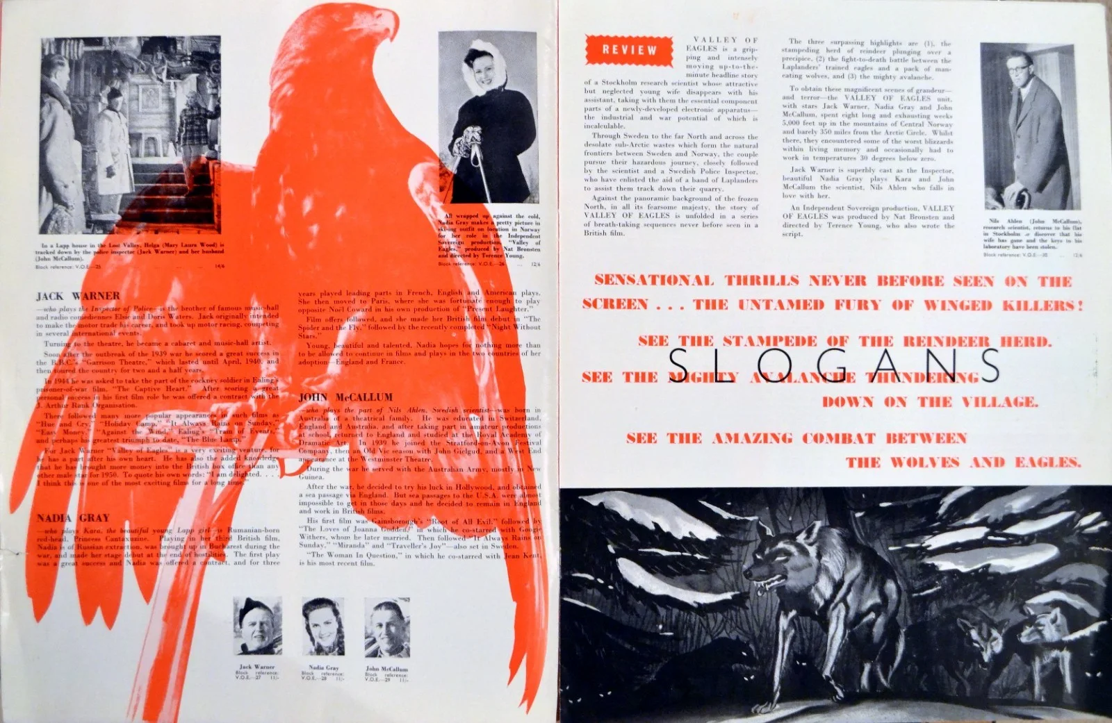 VALLEY OF EAGLES 1951 Jack Warner, John McCallum, Nadia Gray UK PRESSBOOK, изображение 4