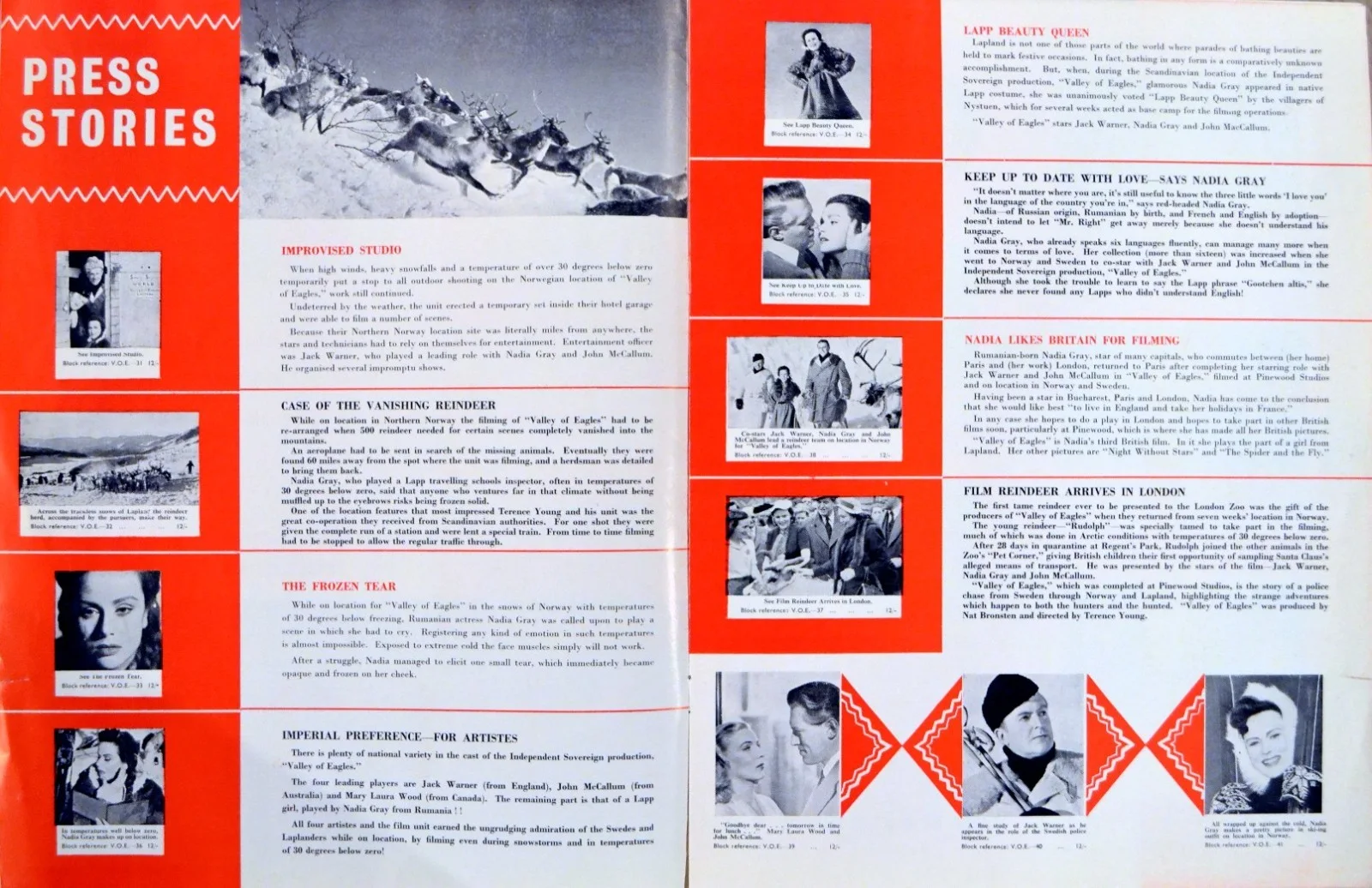 VALLEY OF EAGLES 1951 Jack Warner, John McCallum, Nadia Gray UK PRESSBOOK, изображение 5