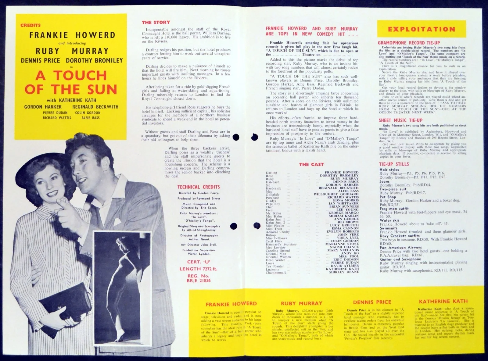 A TOUCH OF THE SUN 1956 Frankie Howerd, Ruby Murray, Dennis Price UK PRESSBOOK, изображение 2