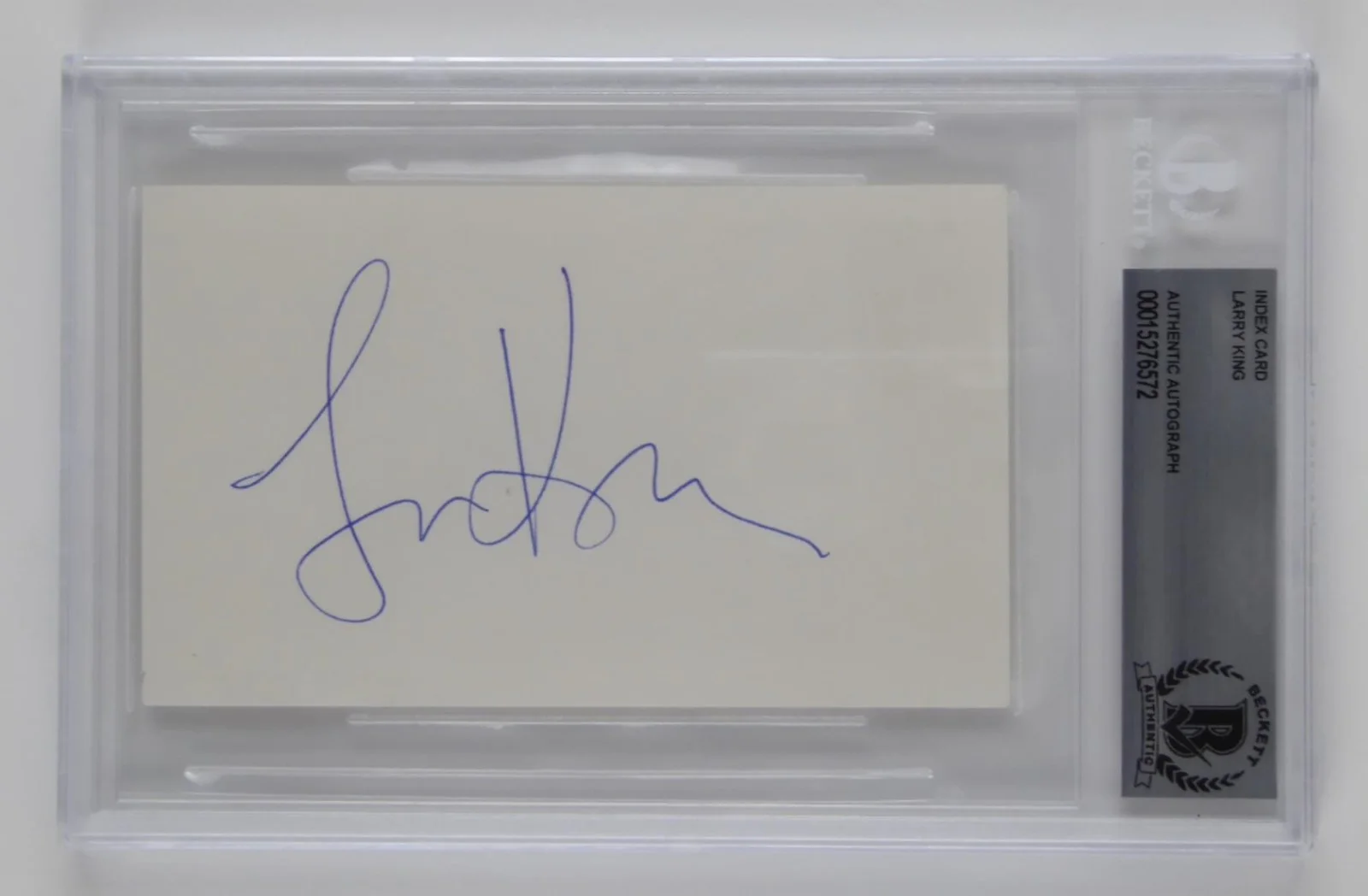 Larry King — Larry King Signed Autographed Slabbed 3x5 Index Card TV & Radio Host Beckett COA
