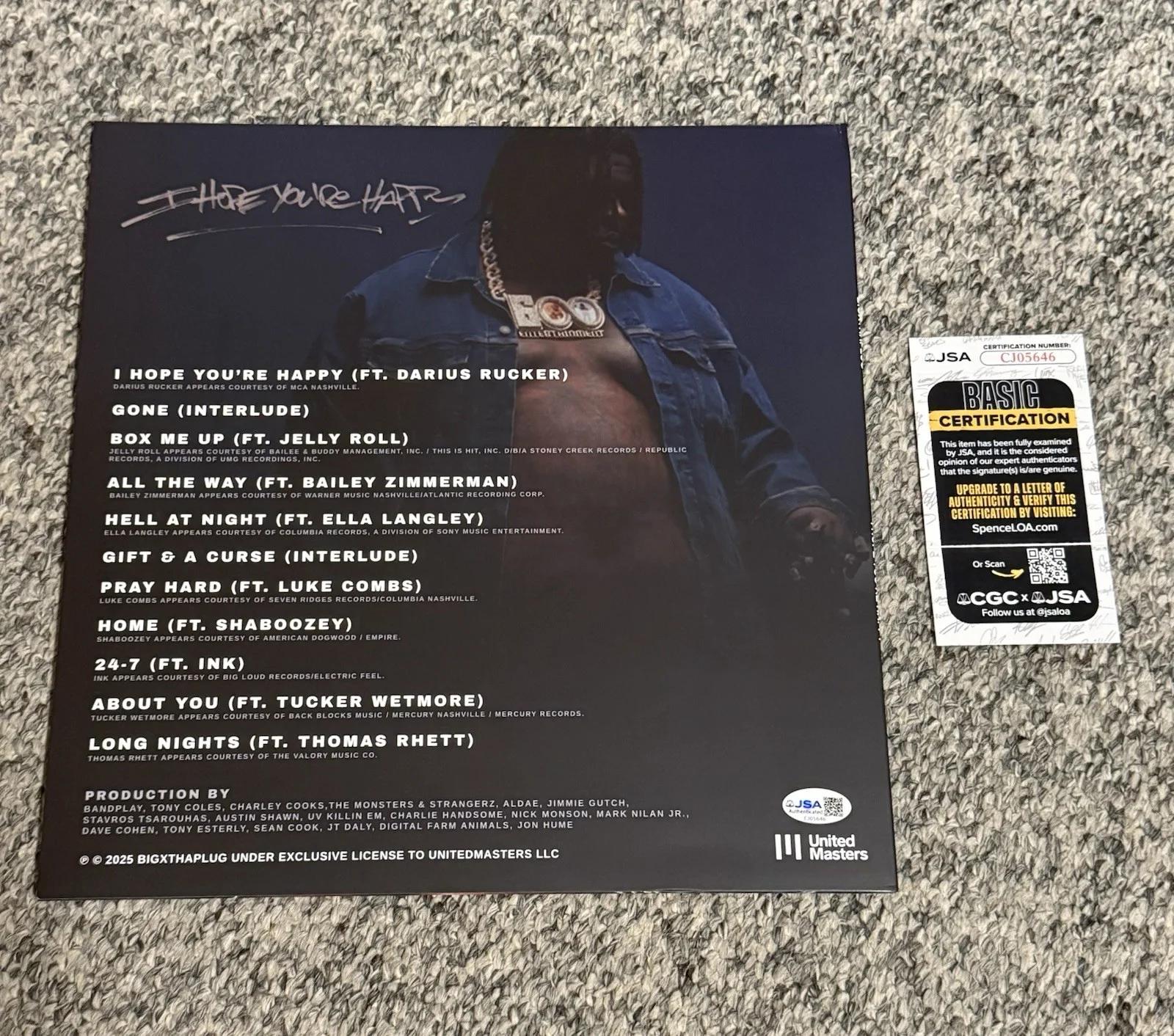 BIGXTHAPLUG SIGNED I HOPE YOU’RE HAPPY VINYL RECORD *NEW SEALED* BIG X THA PLUG, image 2