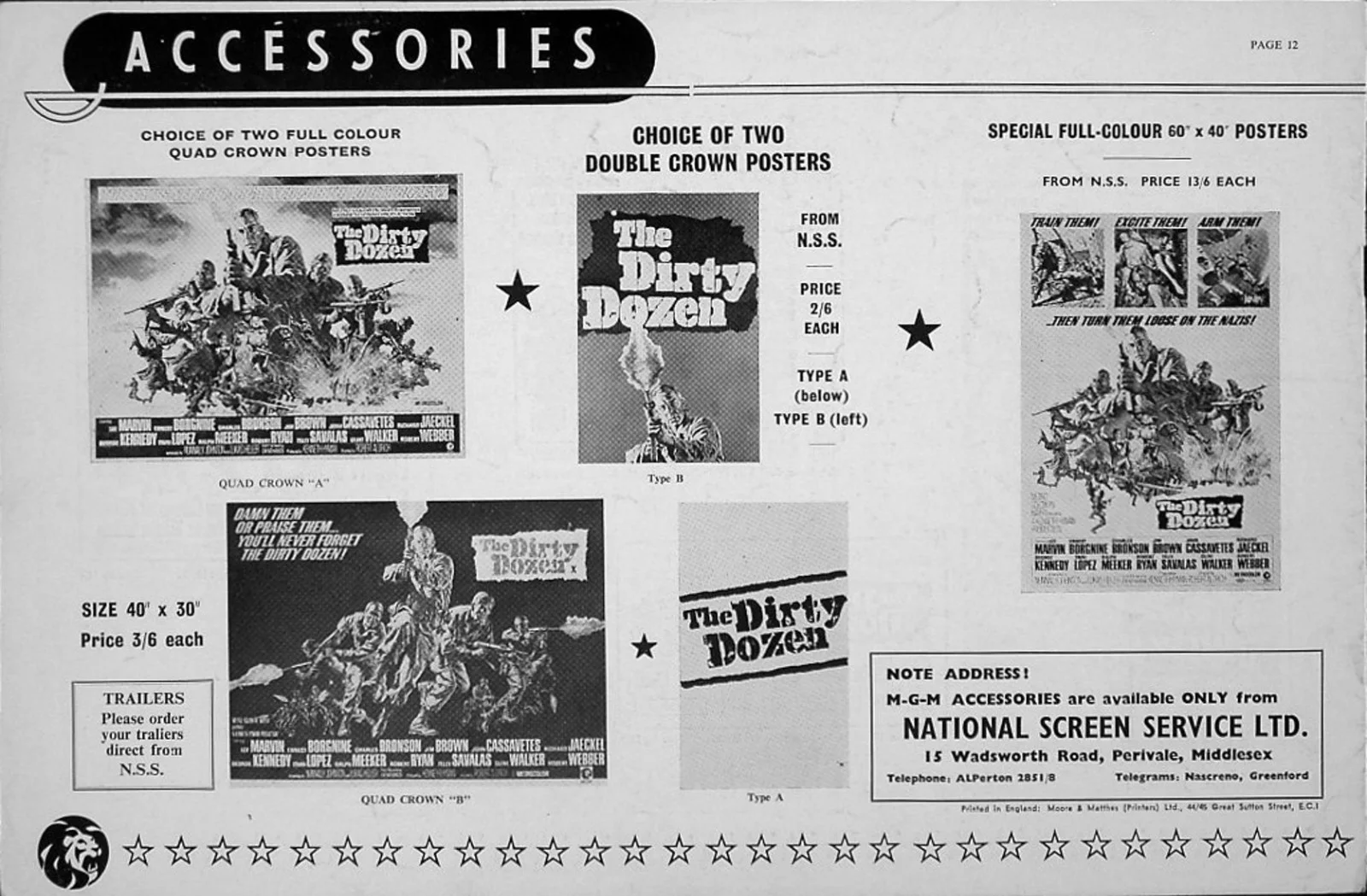 DIRTY DOZEN 1967 Lee Marvin, Ernest Borgnine, Charles Bronson UK PRESSBOOK, изображение 2